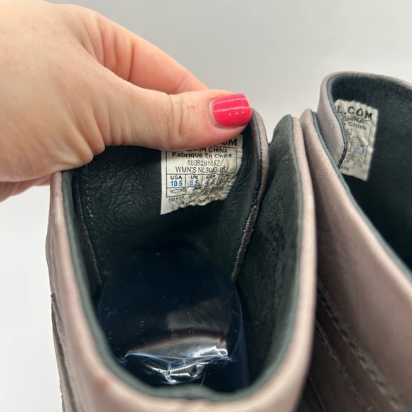 Sorel Margo Lace Up Ankle Heeled Platform Boot Bootie, Quarry Gray Leather 10.5 - Picture 5 of 9